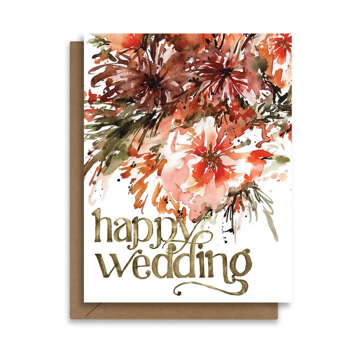 Boho Sunburst Floral Wedding Greeting Card for wholesale by Paperbec Design Co.