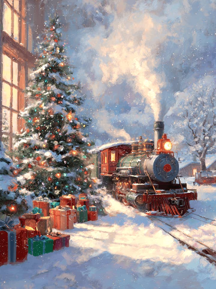 Impresión de Arte de Tren Navideño - Obra de Arte de 8"x10" para venta al por mayor de Mowbi