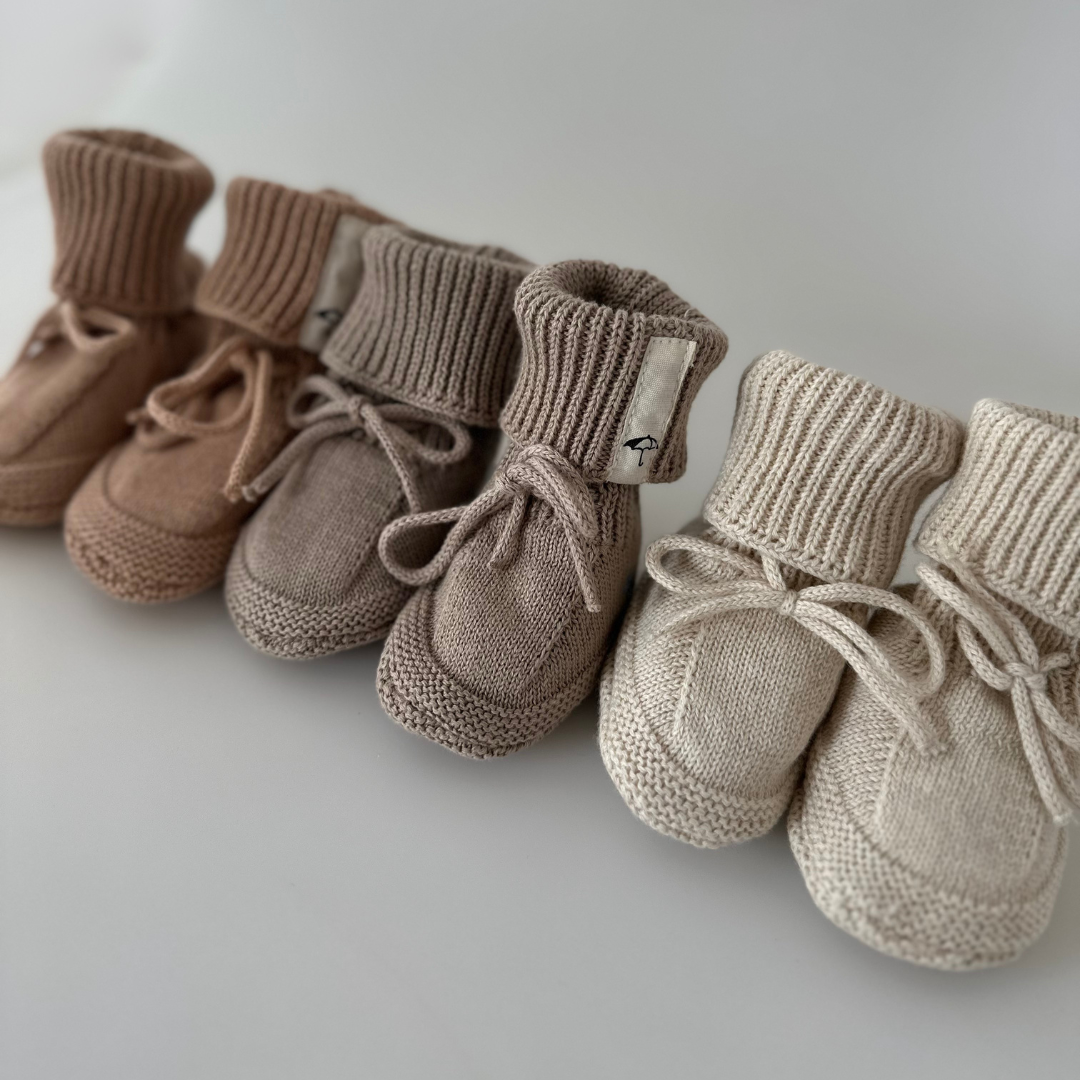 Saga Copenhagen - Vente Bottines – bébé - Chaussons - Coton biologique - Tricotés - Nude & Broderie6