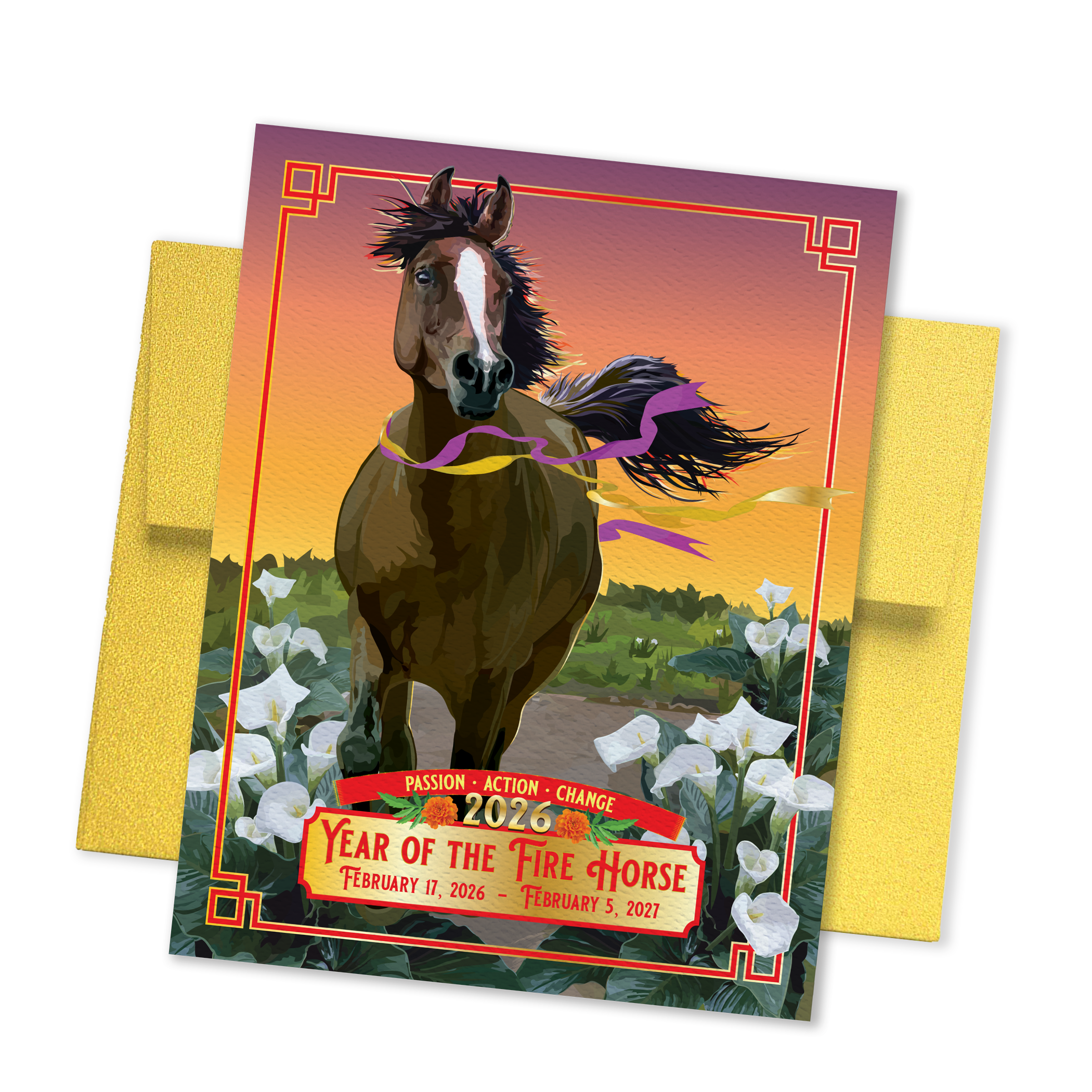 The Red Barn Press - Wholesale New Year's Card - 2026 Lunar New Year Card | Year of the Horse 0