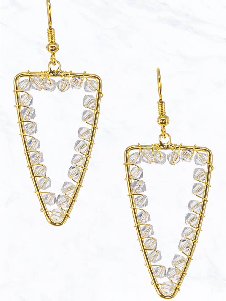 Wire lindade små glas pärla guld doppade örhängen för wholesale av Suzie Q USA