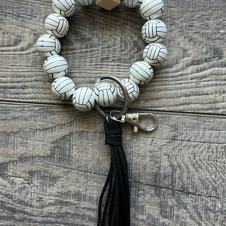 JILLIAN INK LLC - Wholesale Keychain Bracelet - Sports Keychain with Wooden Beads 9