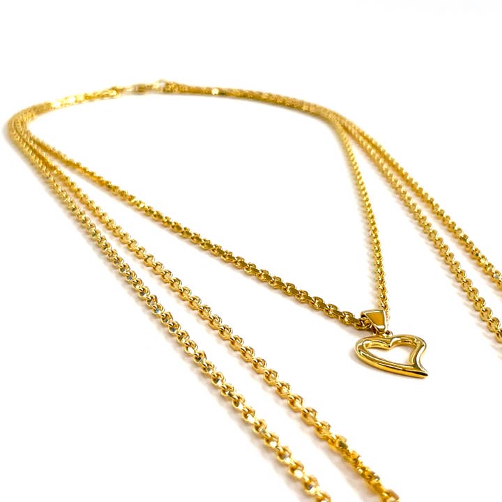 GI.OTTO - Wholesale Pendant/Charm Necklace - Shiny Trio Necklace 76 cm Gold7
