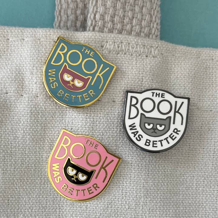 Rather Keen - Wholesale Lapel Pin/Button - The Book Was Better enamel pin - book snob cat pin4
