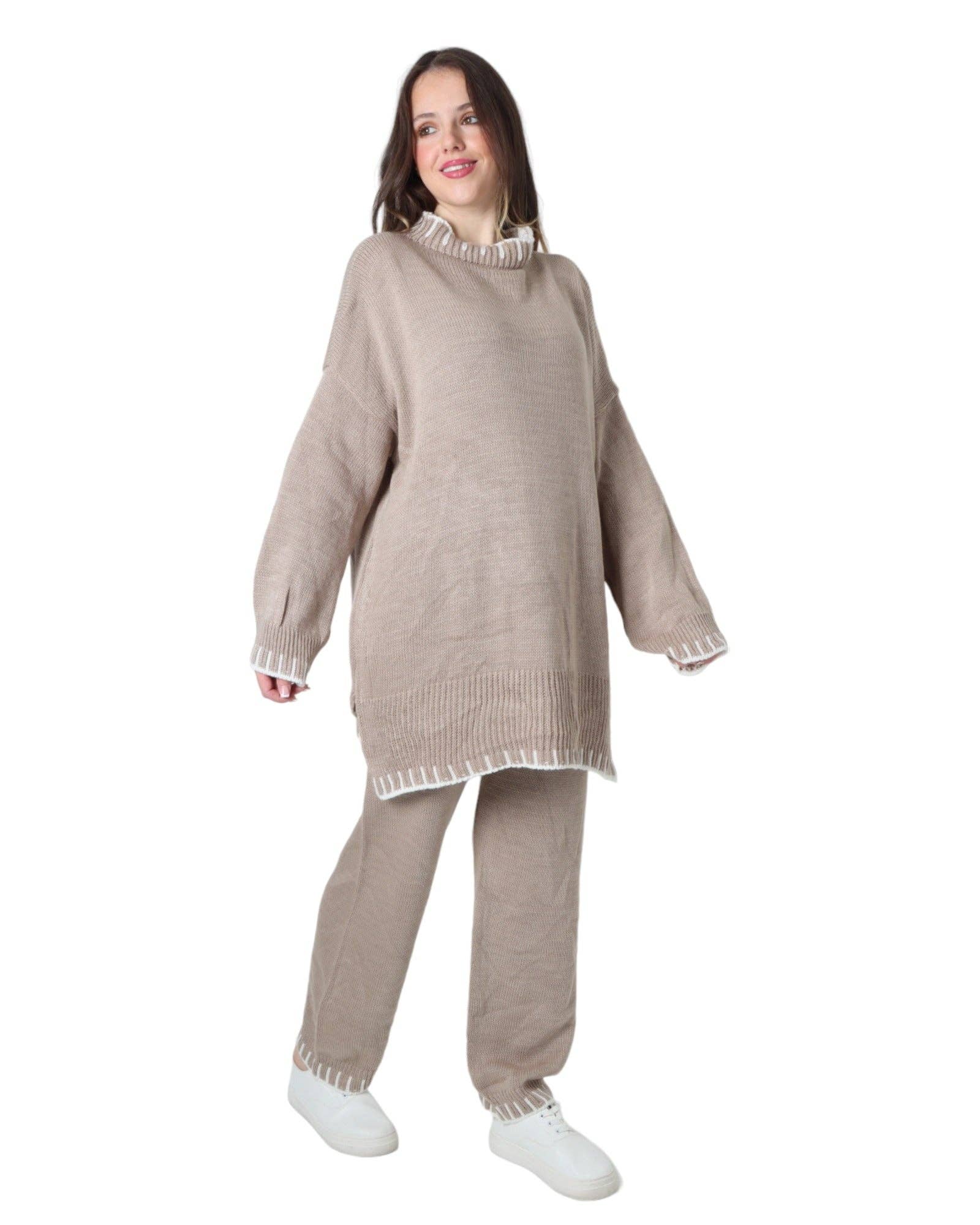 Miss Bold – Engroshandel Loungesæt - Dame – Italienske oversize strikkede sæt i matchende design18