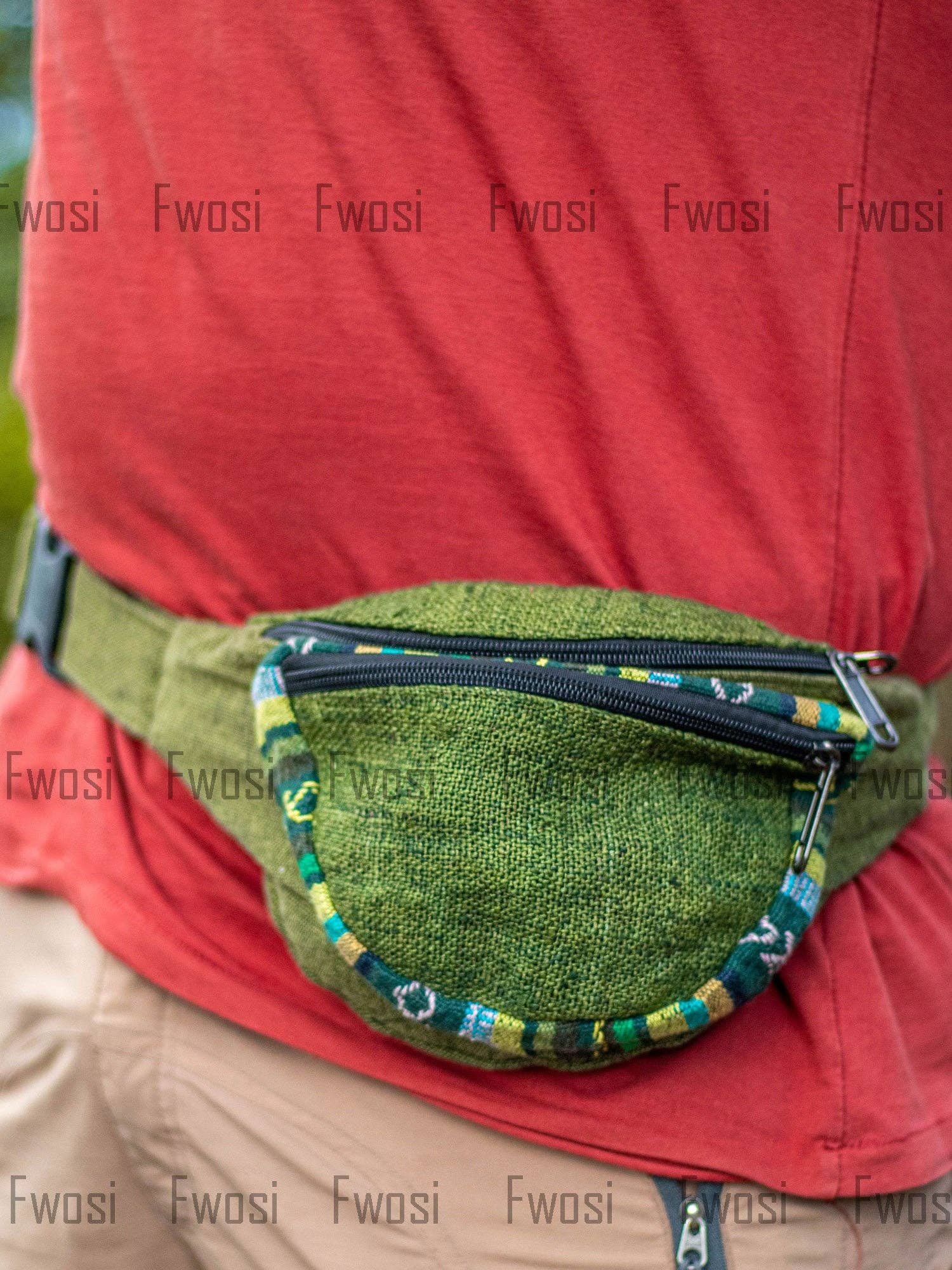 Fwosi - Vendita all'ingrosso Marsupio - Unisex - Marsupio Verde in Canapa3