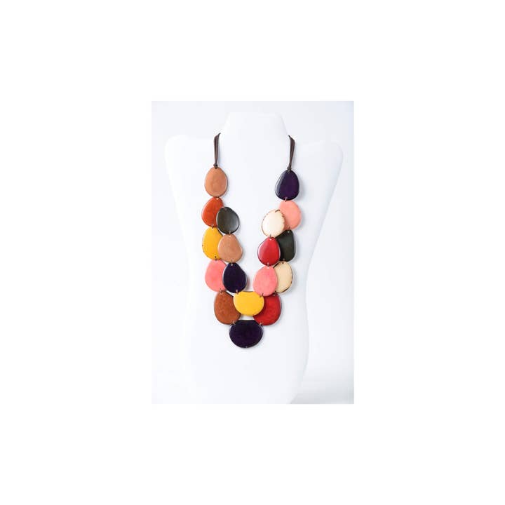 TaguArtsy - Wholesale Bib Necklace - Amoya Two stranded long Organic Tagua Nut Necklace ONLY9
