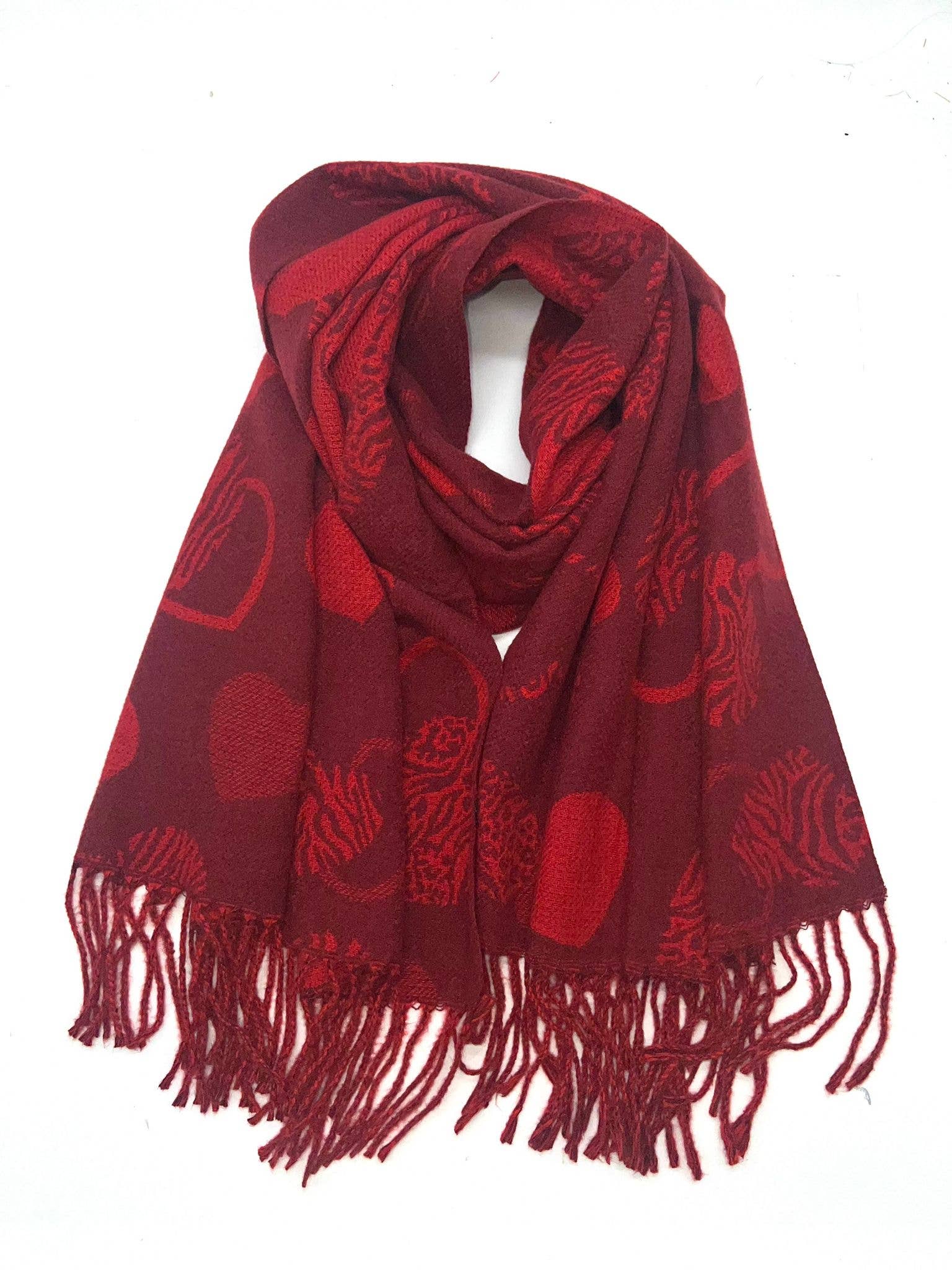 LINETA - Wholesale Scarf - Women's - HH-356 Reversible heart pattern scarf9