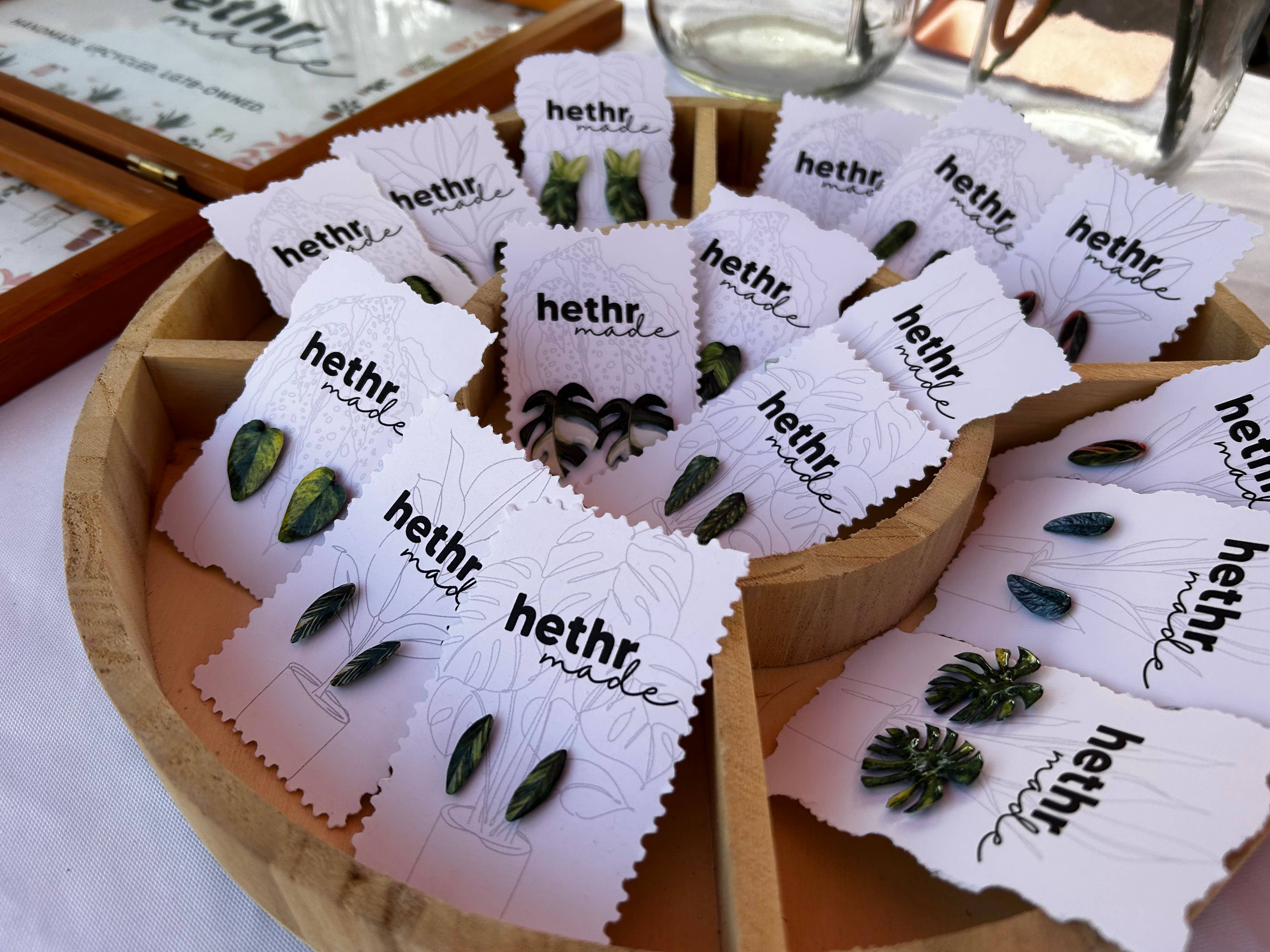 hethr - Wholesale Dangle Earrings - Aglaonema Earring, Magnet, Pin, Decor, Plant Lovers, Leaf (C5