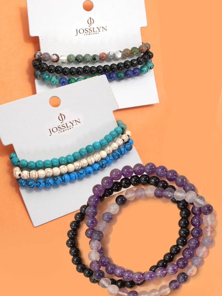 NATURAL STONE SEMI PRECIOUS STONE BEAD BRACELET | 40B5133 for wholesale by JOSSLYN by wall to wall