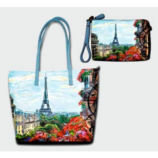 FR0021 Borsa e portafoglio con Torre Eiffel di Parigi per la vendita all'ingrosso da parte di TRAAGOODS.COM