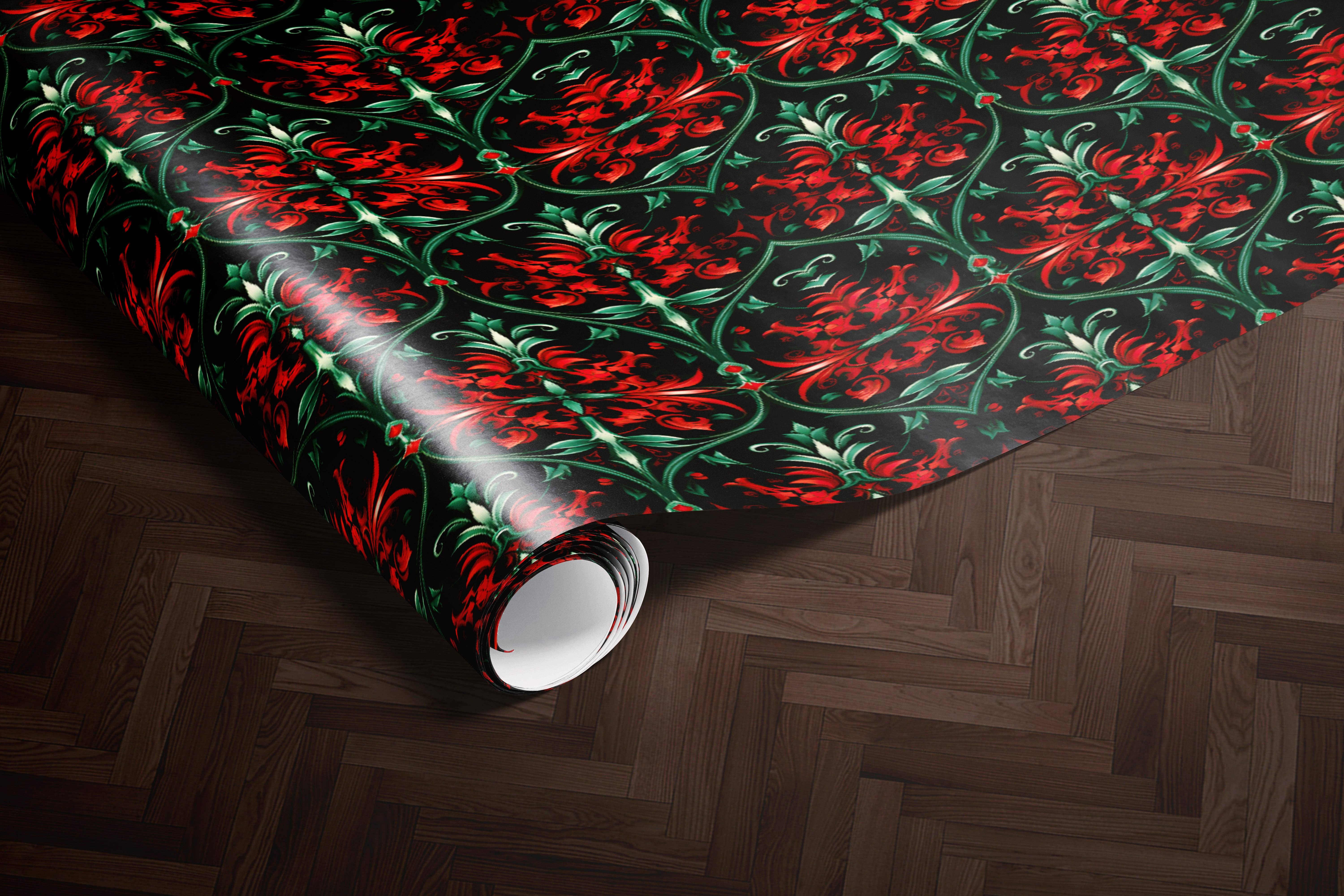MagicMerchEmporium - Wholesale Wrapping Paper Roll - Baroque Christmas Wrapping Paper1