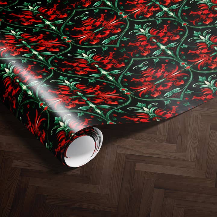 MagicMerchEmporium - Wholesale Wrapping paper roll - Baroque Christmas Wrapping Paper1