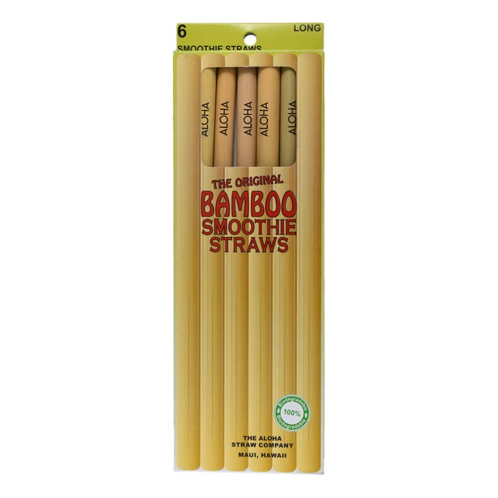 Island Style Clothing Co by Akamai Distribution Ltd - Wholesale Drinking Straw - Bamboo Straw | Aloha Straw Company | 6 Pack | Smoothie Boba