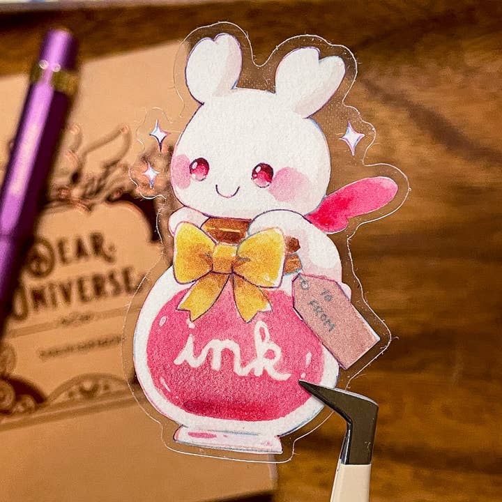 Little Ink Bottle Clear Sticker for wholesale by sakuradragon