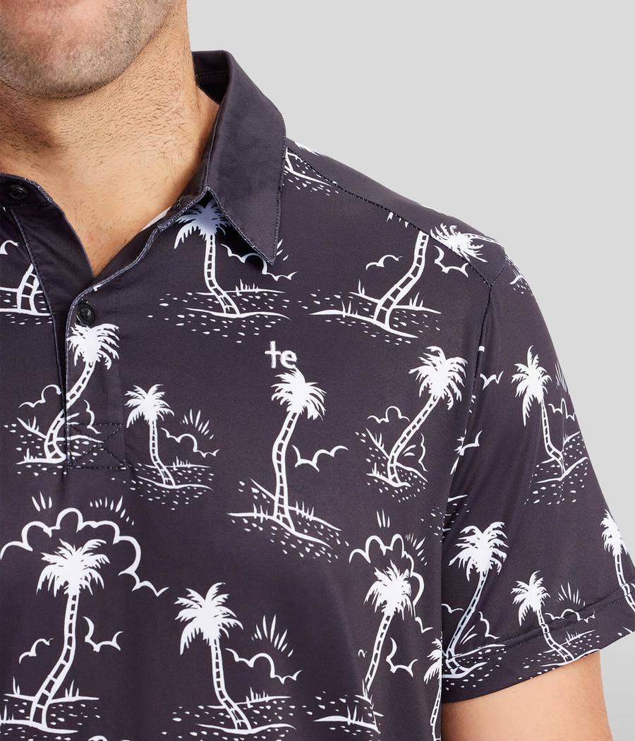 Tipsy Elves - Vendita all'ingrosso Polo - Uomo - Maglietta da golf Monochrome Moonlight - Polo da golf con palme da uomo2