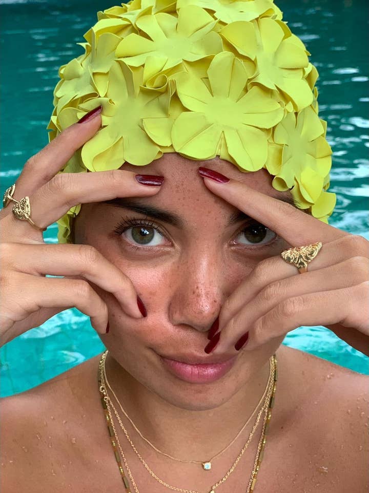 Vintage gul badmössa för wholesale av KORES ACCESSORIES