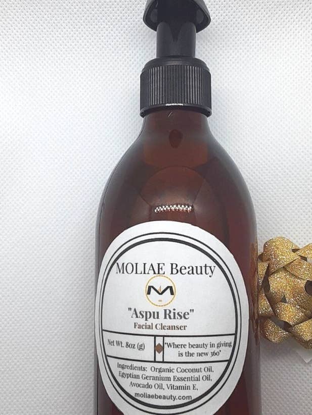 ⭐ Nettoyant pour le visage - Noix de coco et géranium égyptien « Aspu Rise » pour la vente par MOLIAE Beauty LLC
