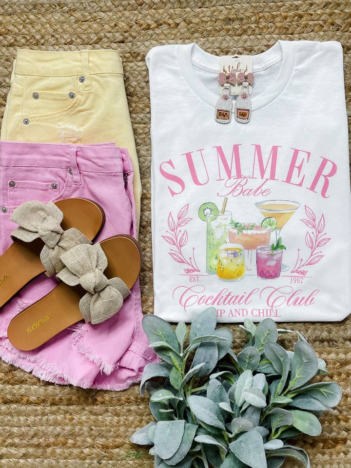 Summer Babe Cocktail Club Graphic Tee (S-2XL) for wholesale by The Sassy Owl
