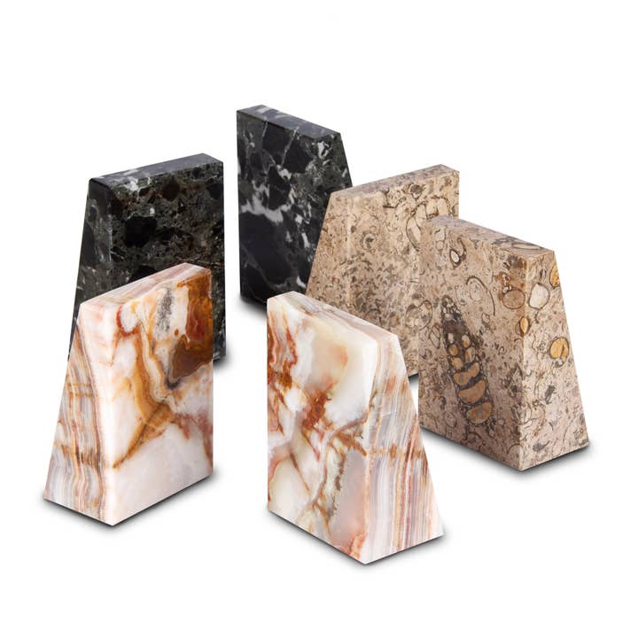 British Fossils - Wholesale Bookend - Marble Wedge Bookends7