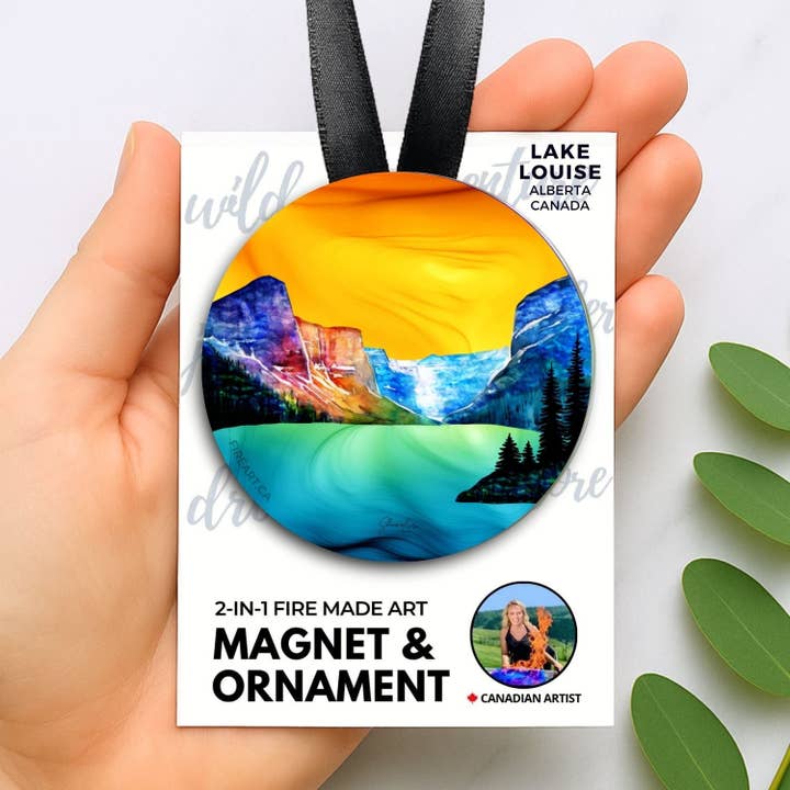 Lake Louise - Aimant/Ornement 2-en-1 - Pack de 6 ou 12 pour la vente par Fire-Made Art