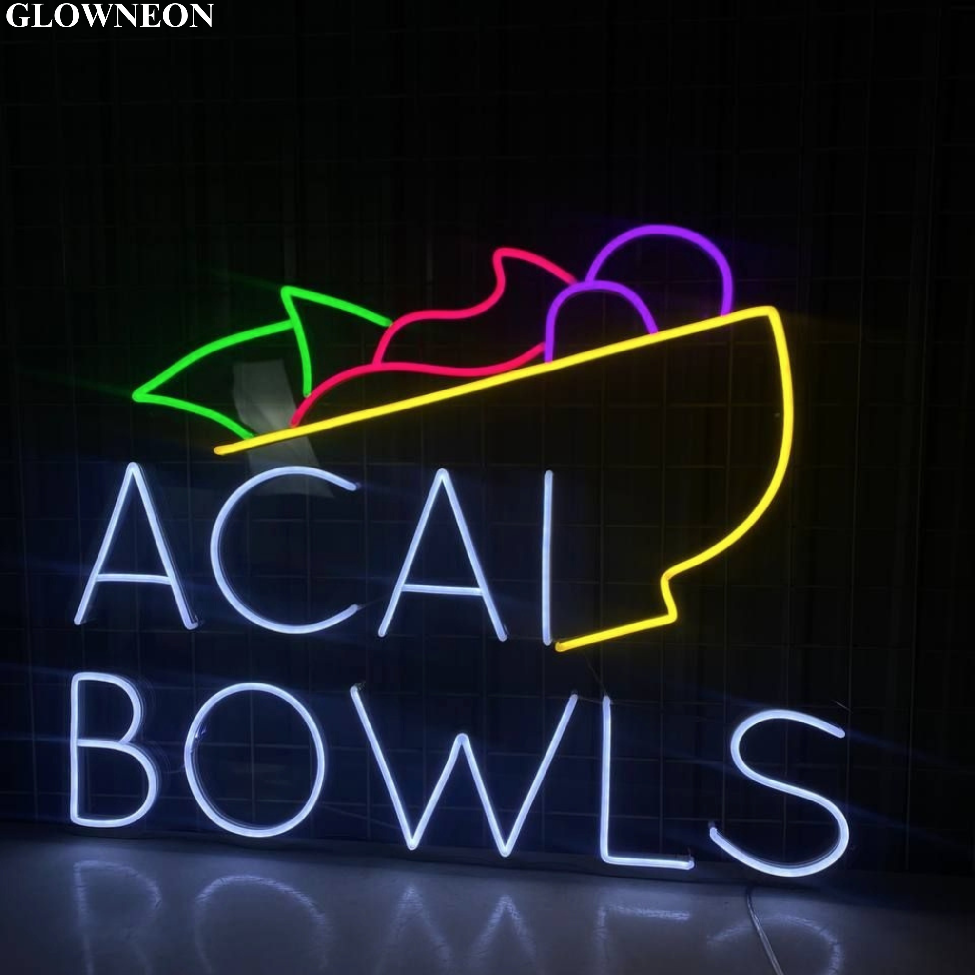 Glow Neon - Wholesale Neon Sign - Acai Bowls Led Sign, Fruit Brazilian Acai Bowl Shop Wall Art1