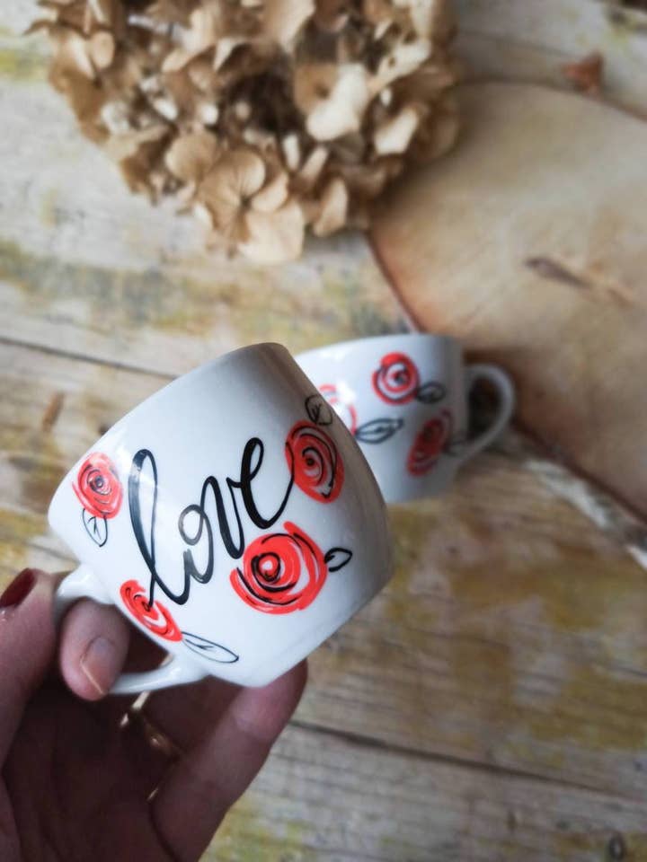 Coffee Cups With Saucer, Pair Of Cups, Love Cup for wholesale by Lisa's Fairy