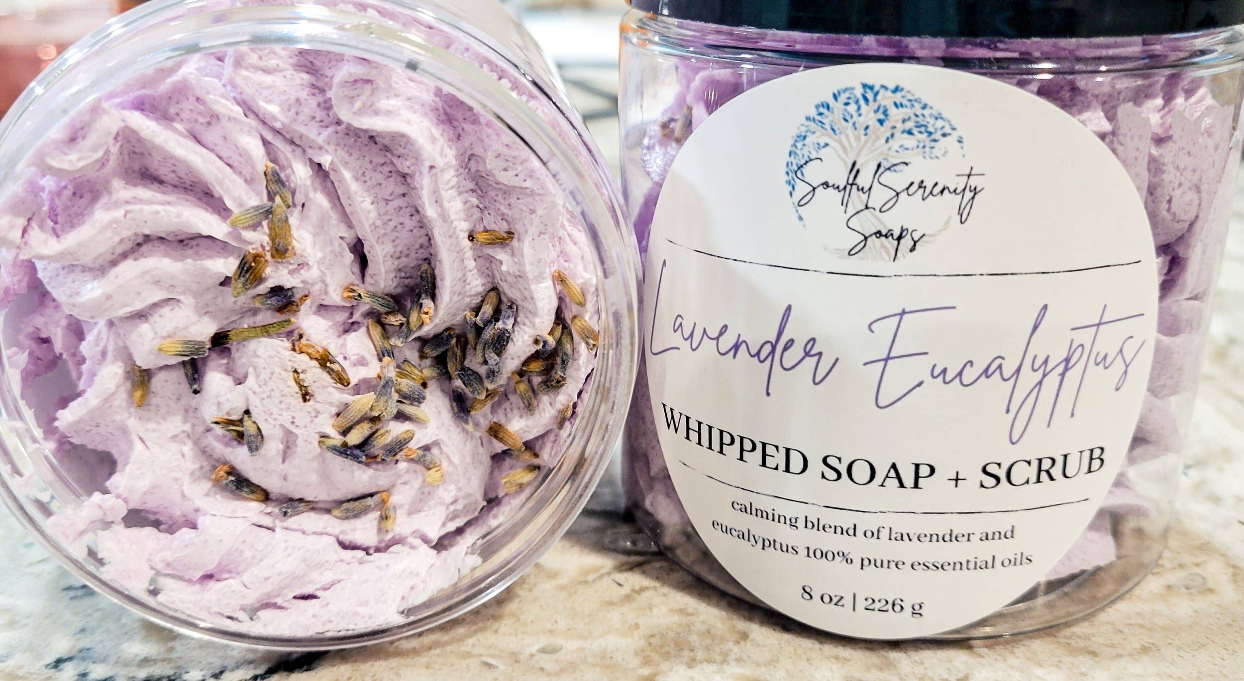 Soulful Serenity Soaps - Wholesale Whipped Soap - Lavender Eucalyptus Whipped Soap + Scrub2