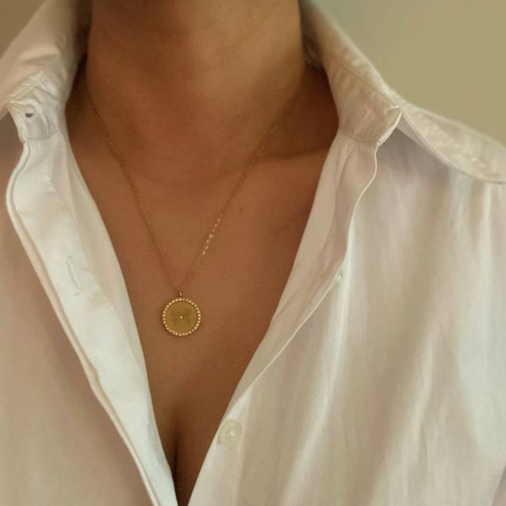 Ellison+Young - Wholesale Pendant/Charm Necklace - Loveholic Round Pendant Necklace3