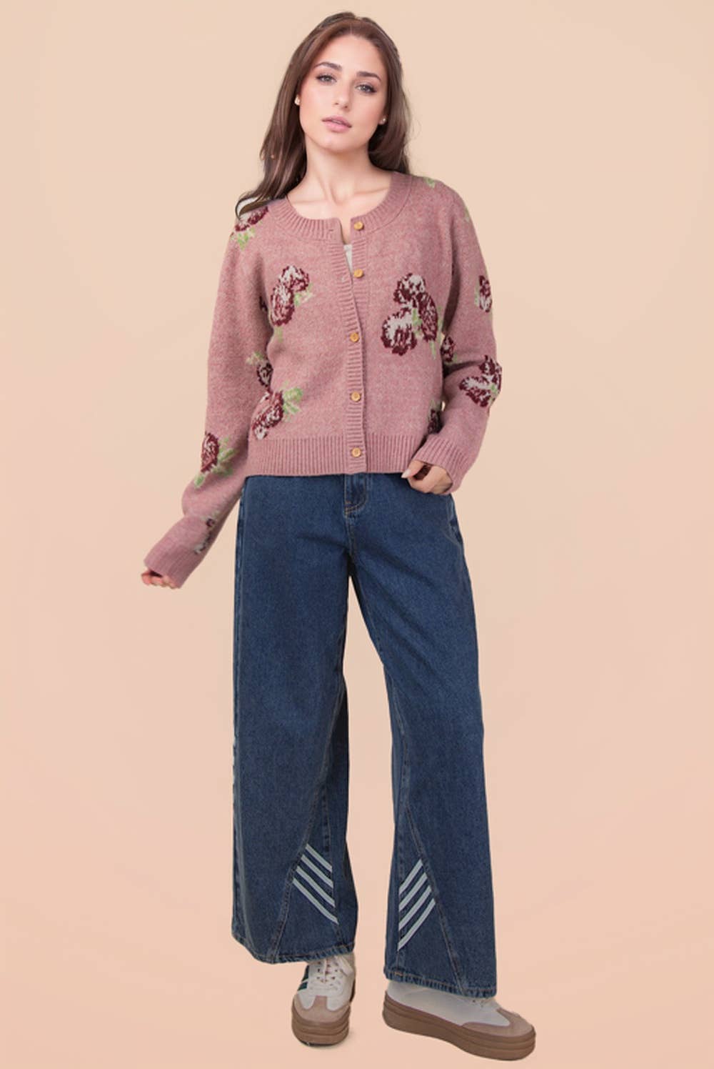 VERY J - Wholesale Cardigan - Women's - 12W3475N-Print & Solid Soft Knit Sweater Cardigan30