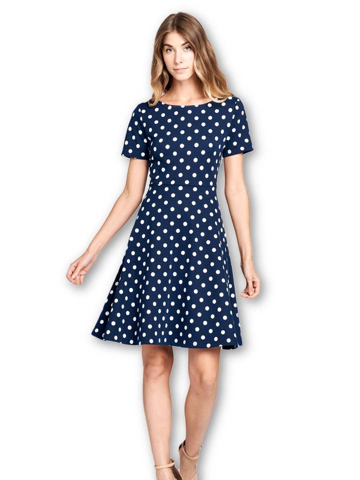 Hergestellt in den USA - Multi Print Bootsausschnitt Modernes Kleid für den Großhandel von LKLUV