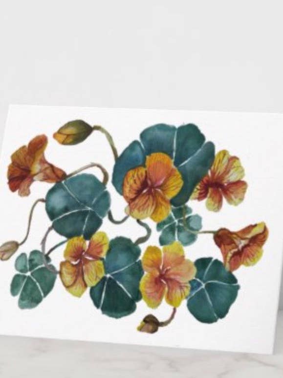 Nasturtiums Aquarel Wenskaart voor wholesale door Sonshine Paperie