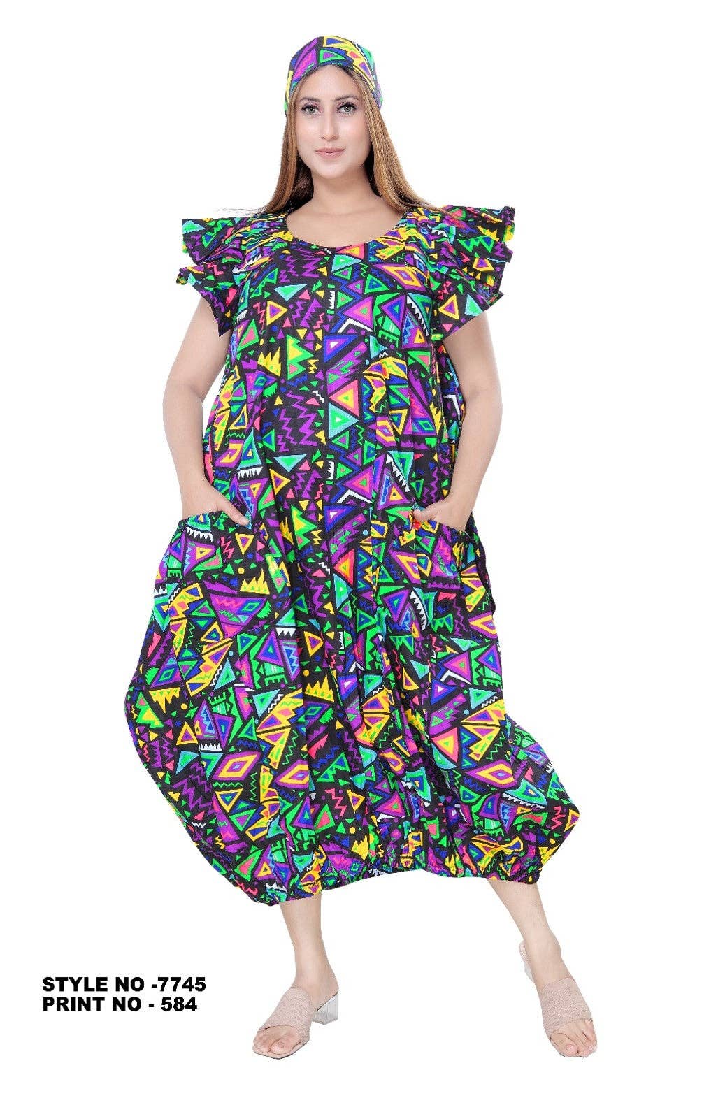 KaraChic - Wholesale Dress - Women's - Women's Ankara Dress with Pleated Sleeve - African Prints7