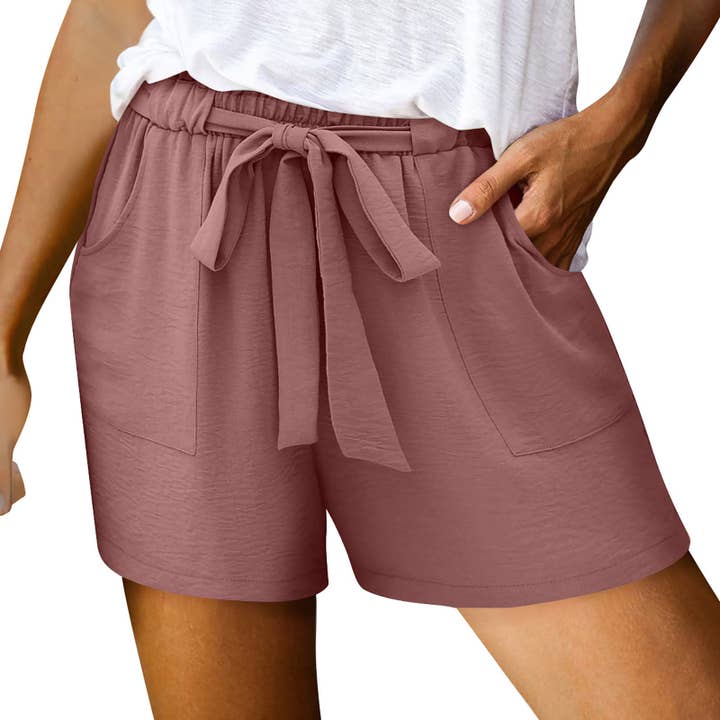 UNISHE - Wholesale Shorts - Women's - Summer Elastic Waist and Drawstring Casual Shorts ZK289121