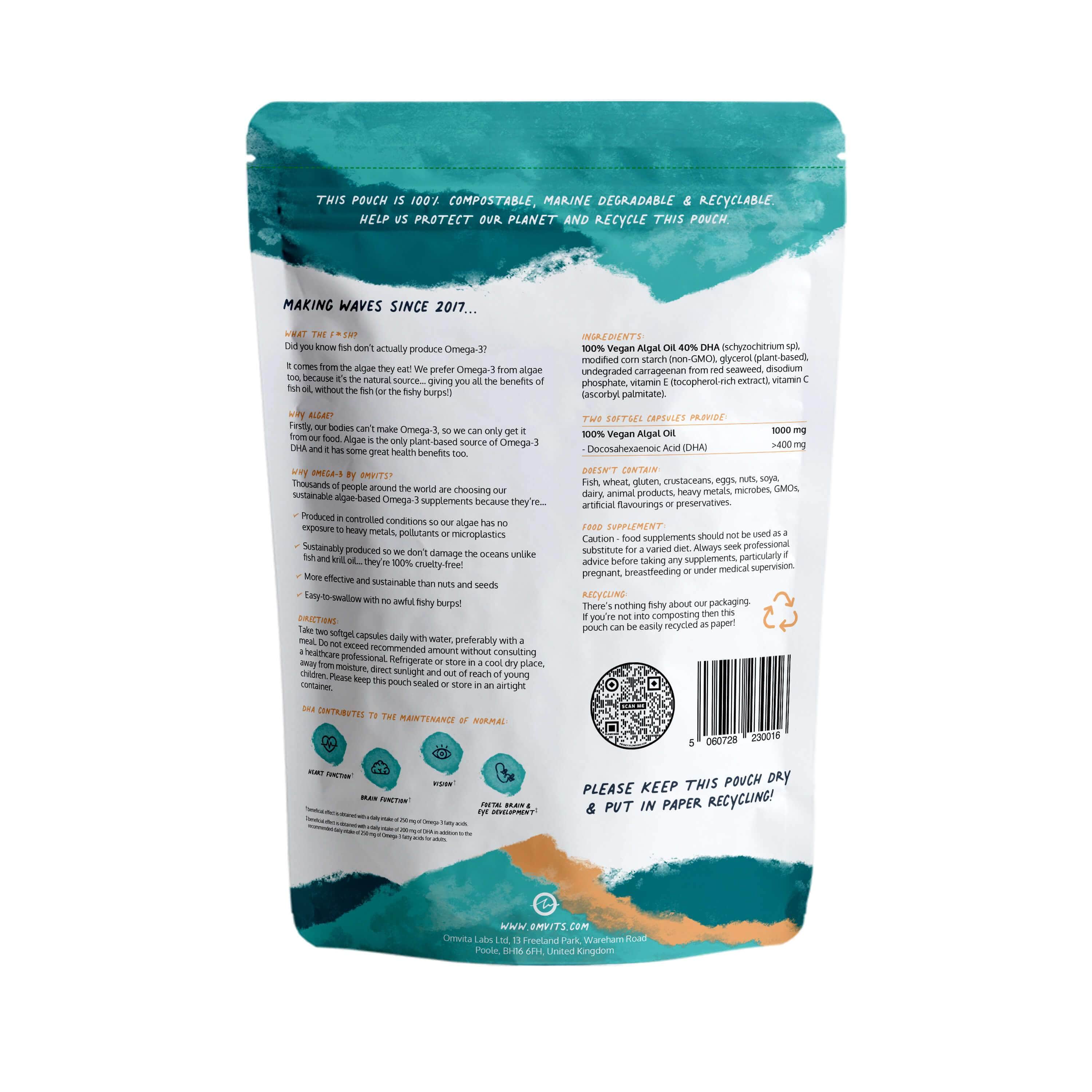 Omvits - Venta al por mayor Suplementos/vitaminas para beber - Omega 3 DHA vegano - Recarga triple1