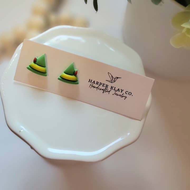 Harper Klay Co - Wholesale Stud/Post Earrings - The Elf Studs- Christmas Polymer Clay Earrings