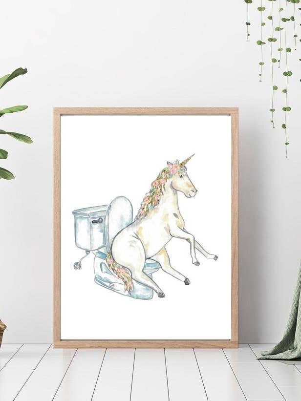Unicorn Toilet Painting Watercolour for wholesale by Goodfairyart