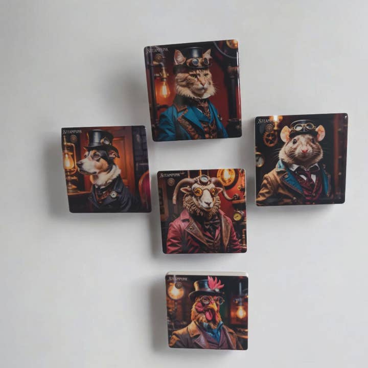 Ceramic Steampunk animal fridge magnets for wholesale by Moose & Co