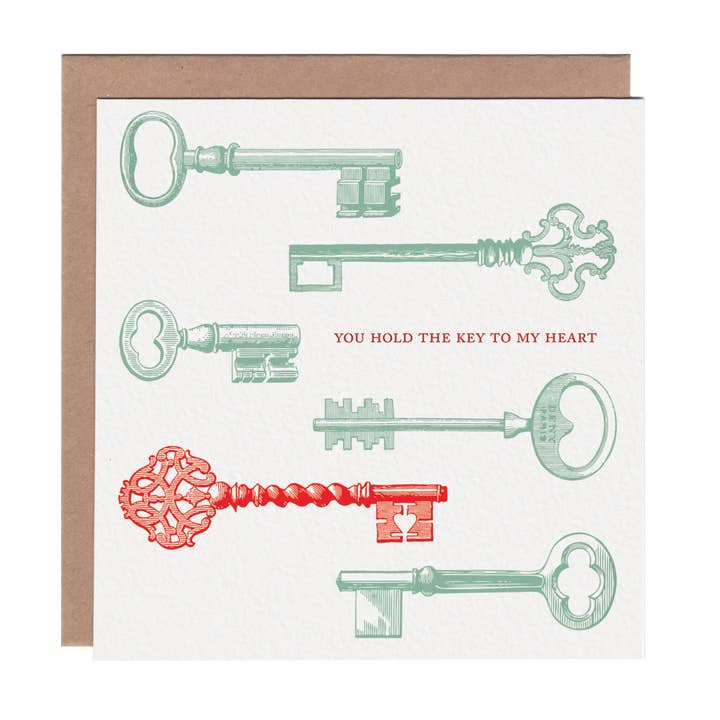 Key to My Heart Romance Valentine's Day Greeting Card for wholesale by Ampersand M Studio