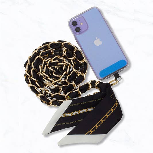 Suzie Q USA - Wholesale Phonecase Strap - Elegant Scarf Gold Chain Crossbody Phone Strap5