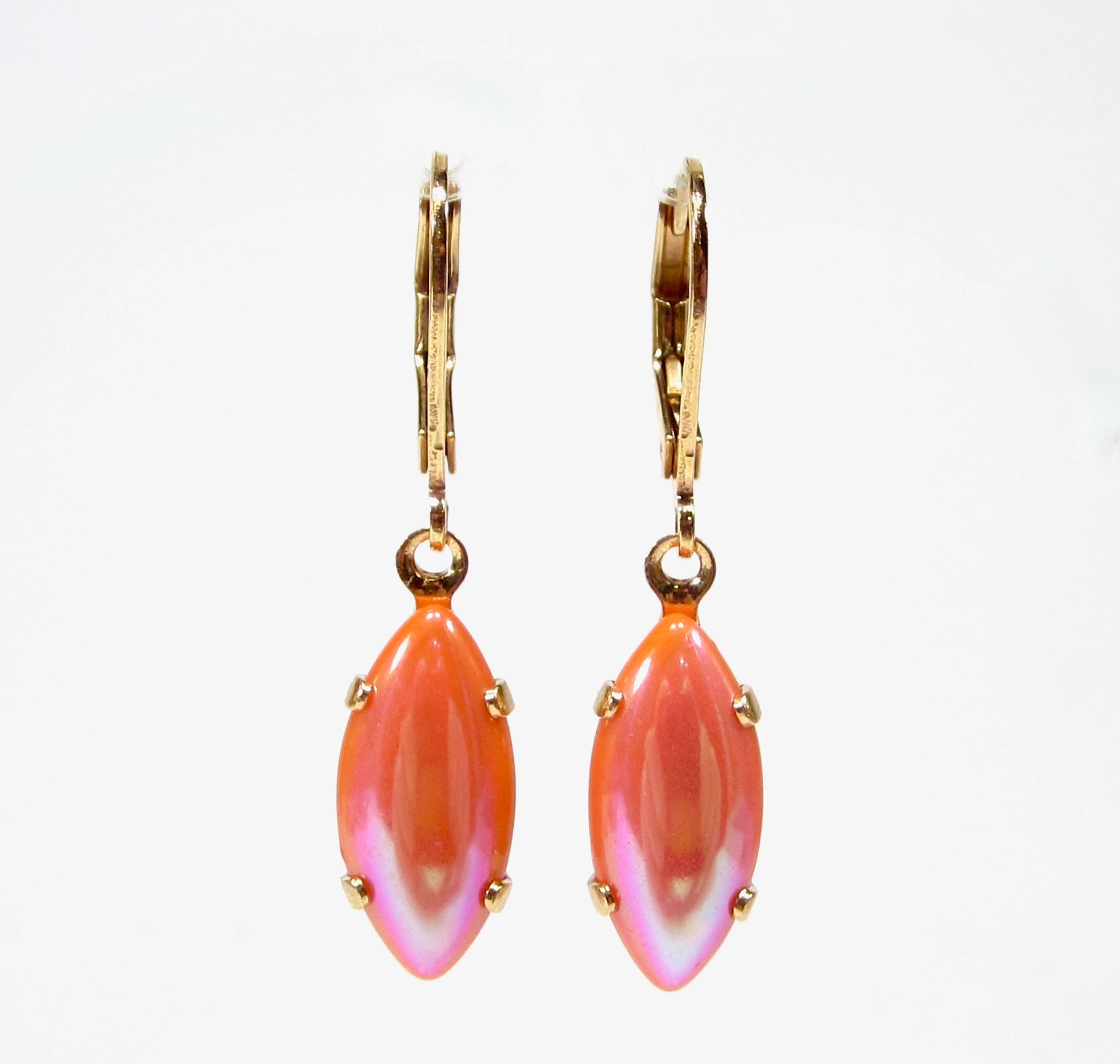 SoHo Schmuckmanufaktur – Engroshandel Hængeøreringe og creoløreringe – Særlige guld orange vintage bohemia ørehængere navette0