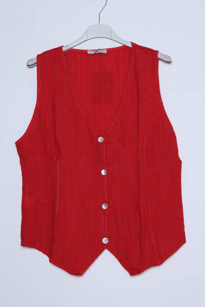 LÉA & LUC - Wholesale Button Down Shirt - Women's - Sleeveless shirt in 100% Linen REF. 51709