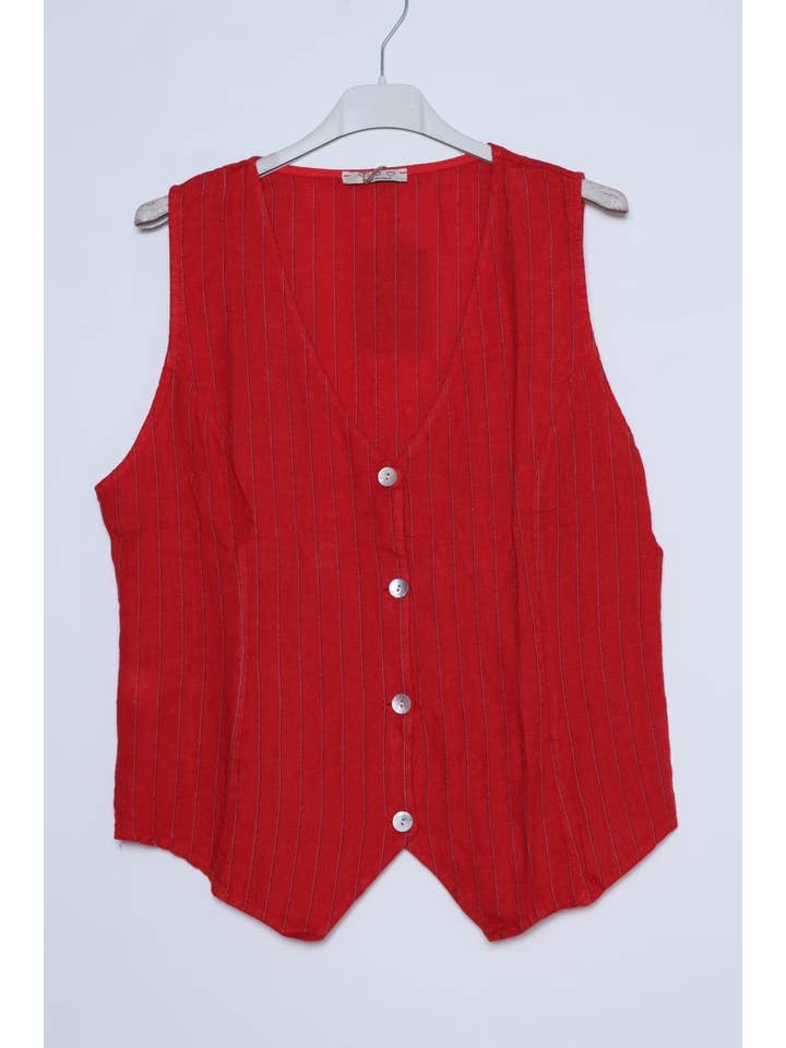 LÉA & LUC - Wholesale Button Down Shirt - Women's - Sleeveless shirt in 100% Linen REF. 51709