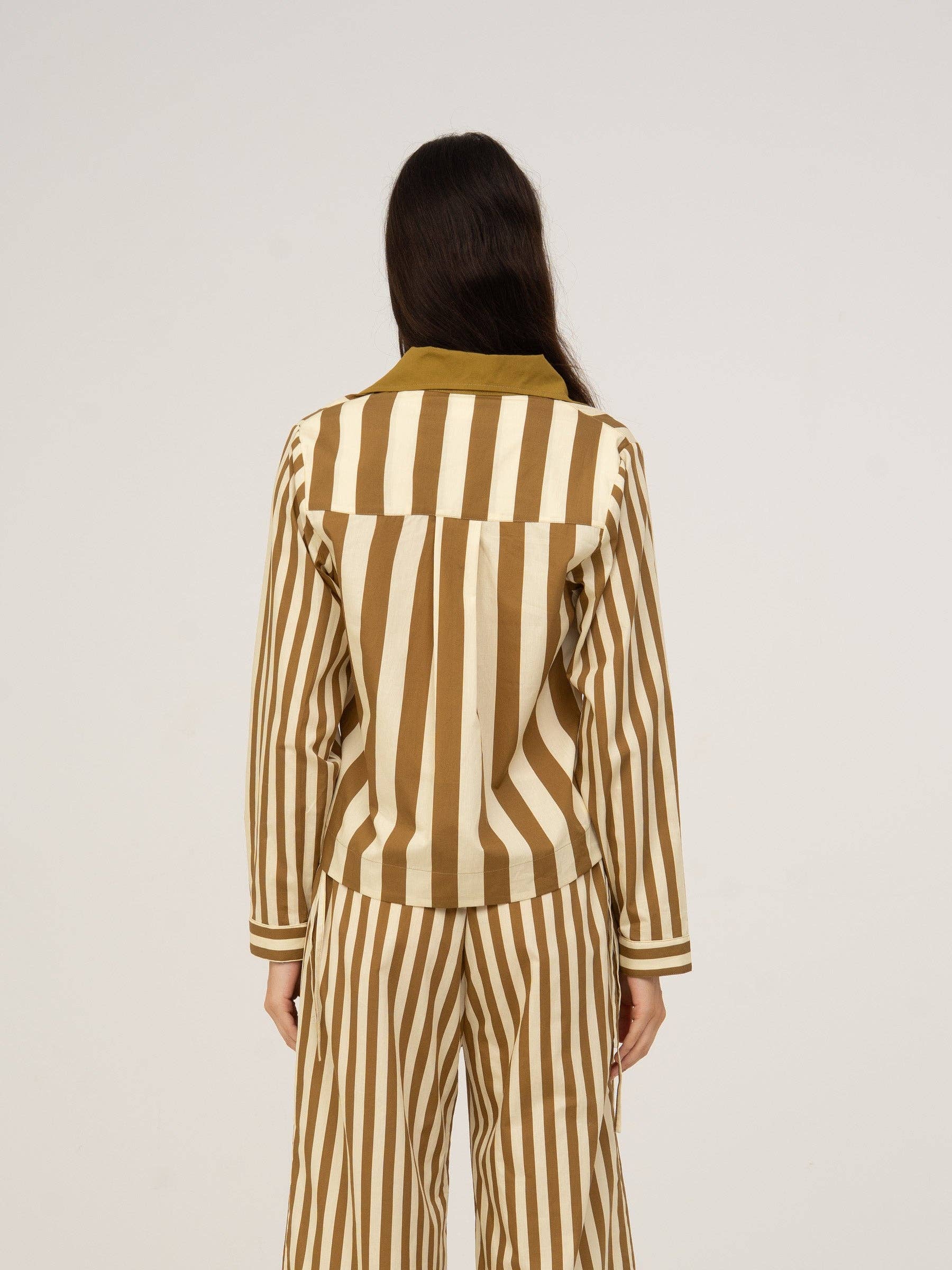 CARMEN SAYS - Vente Chemise à col boutonné – femme - Chemise rayée ascenseur5