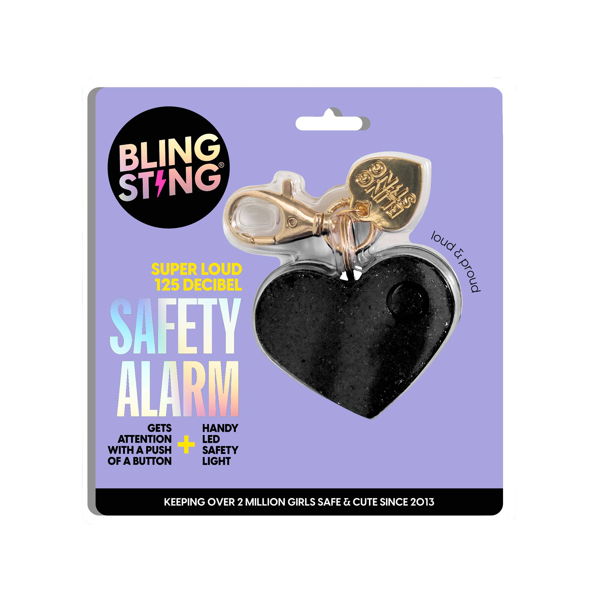 BLINGSTING - Wholesale Safety Alarm/Gear - Safety Alarm | Black Glitter Heart3