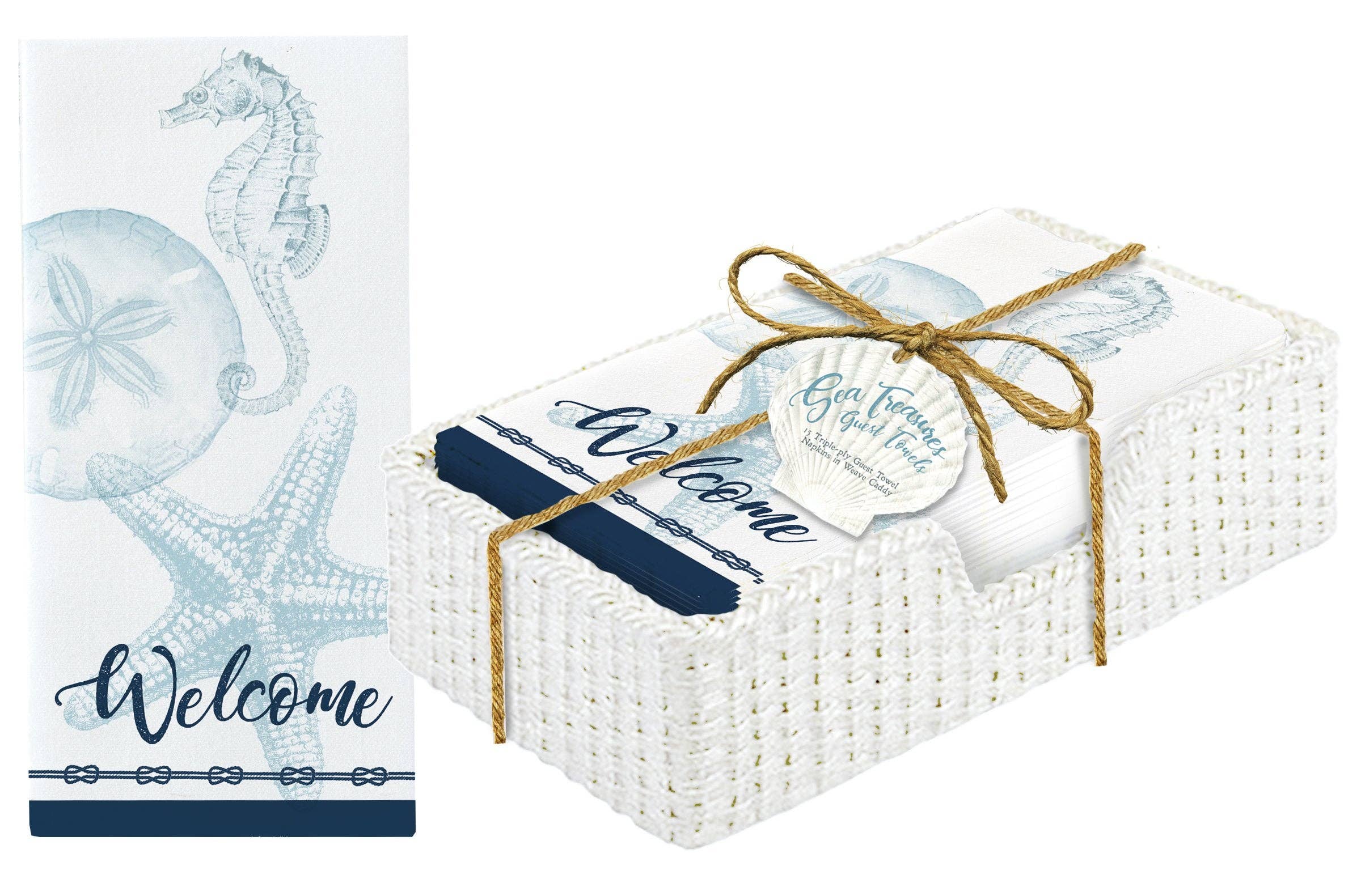 Mad Style - Wholesale Napkin Holder - Starfish & Sand-Dollar Guest Towels & Caddy0