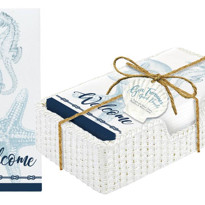 Mad Style - Wholesale Napkin Holder - Starfish & Sand-Dollar Guest Towels & Caddy