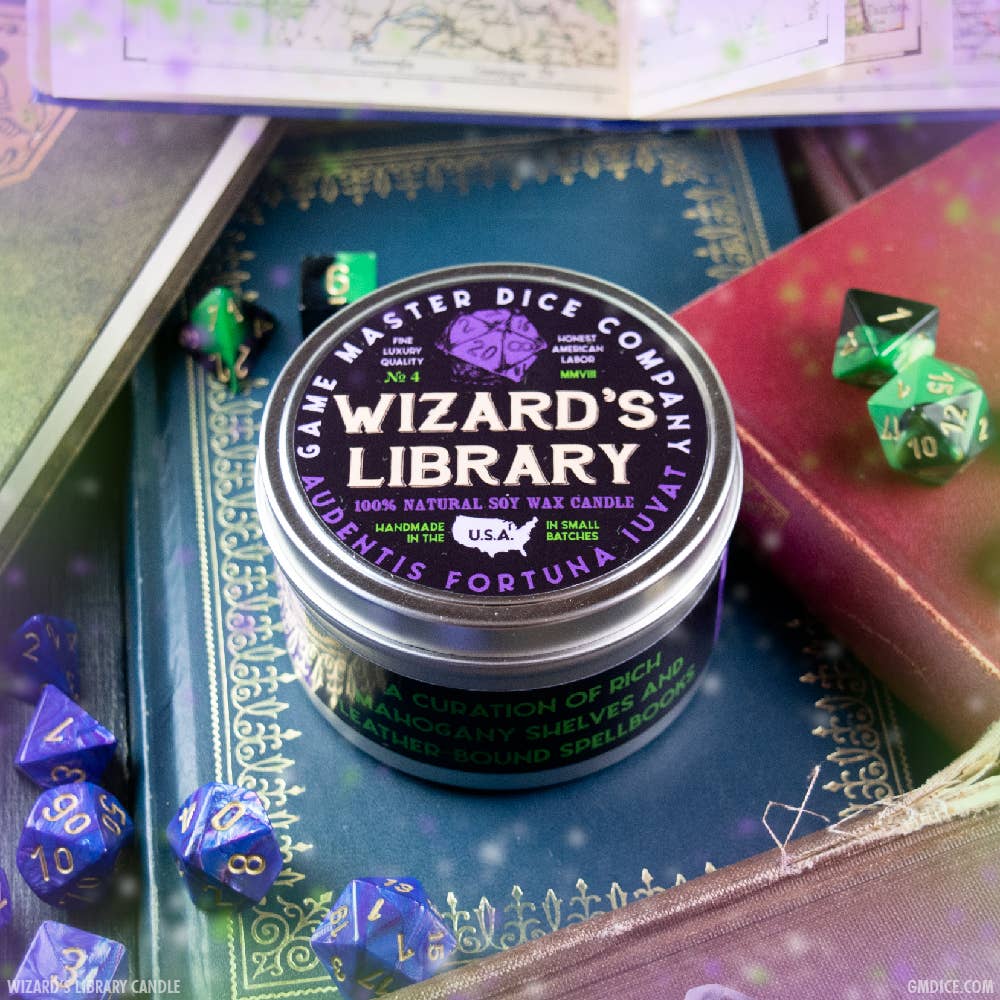 Game Master Dice – Großhandel Reisekerzen – Wizard's Library Kerze für Rollenspiel-Fans