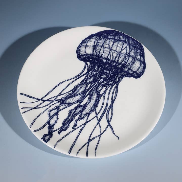 Bone China Jellyfish Side Plate for wholesale by Cream Cornwall