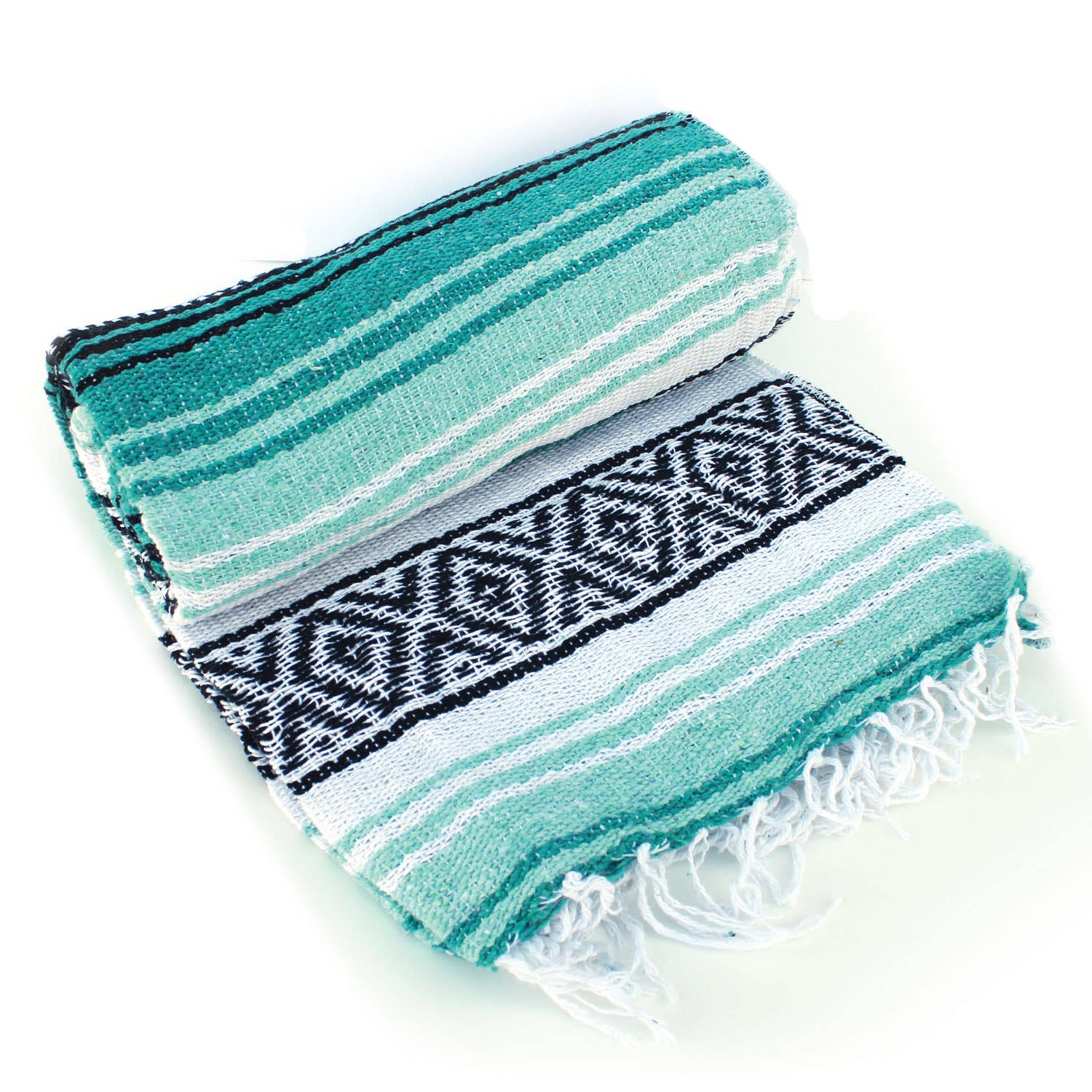 California Seashell Company - Wholesale Throw Blanket - Aqua & Teal Mexican Throw Blanket | Baja Beach Yoga4